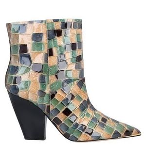 New Tory Burch Lila mosaic hand painted stained glass multi color boots